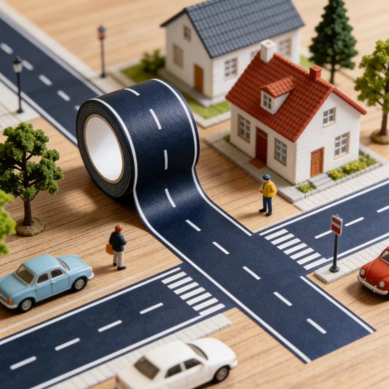 Kids Toys Kit - 2個入り 再利用可能な道路ステッカー ブラックロードテープ おもちゃの車用トラック 子供の誕生日レーシングパーティー フロアテーブルデコレーション用品セットキット