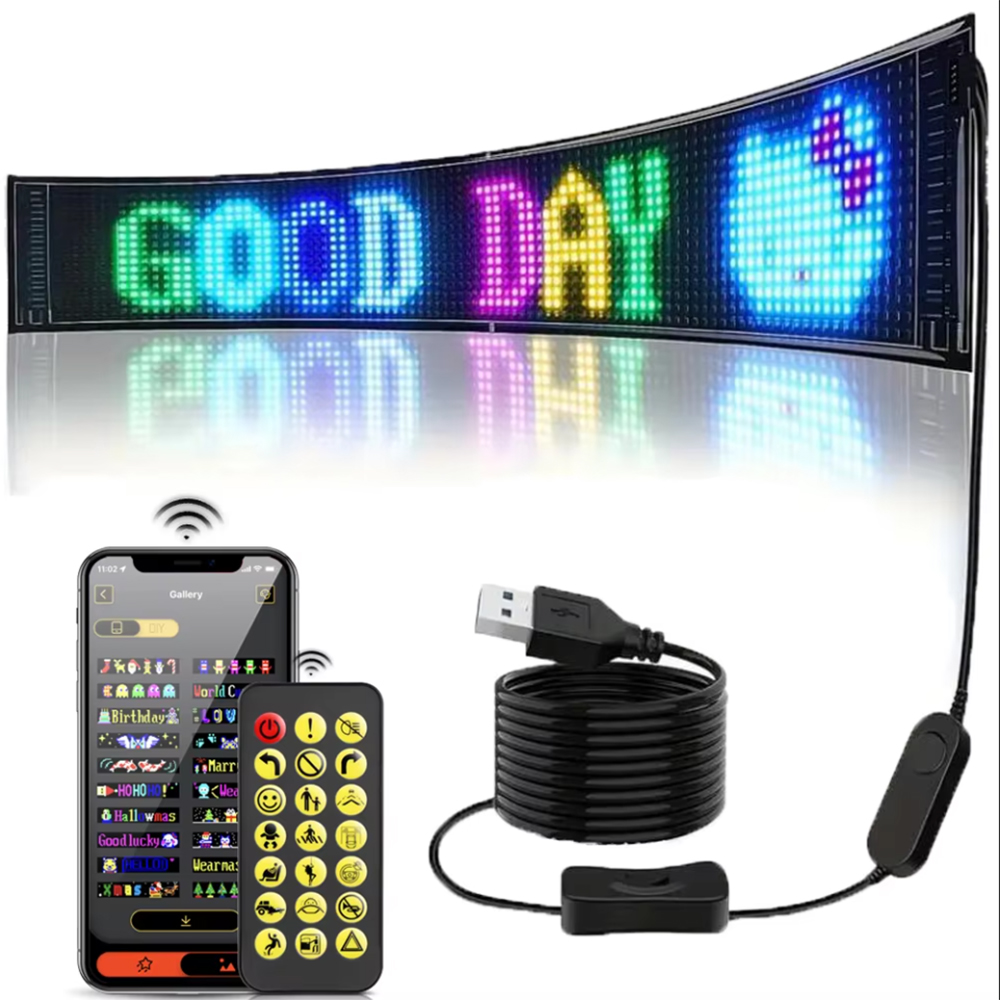 Remote Control Car - 16x96 LED マトリックスピクセルパネル、スクロール式明るい広告 LED サインライト、USB フレキシブル