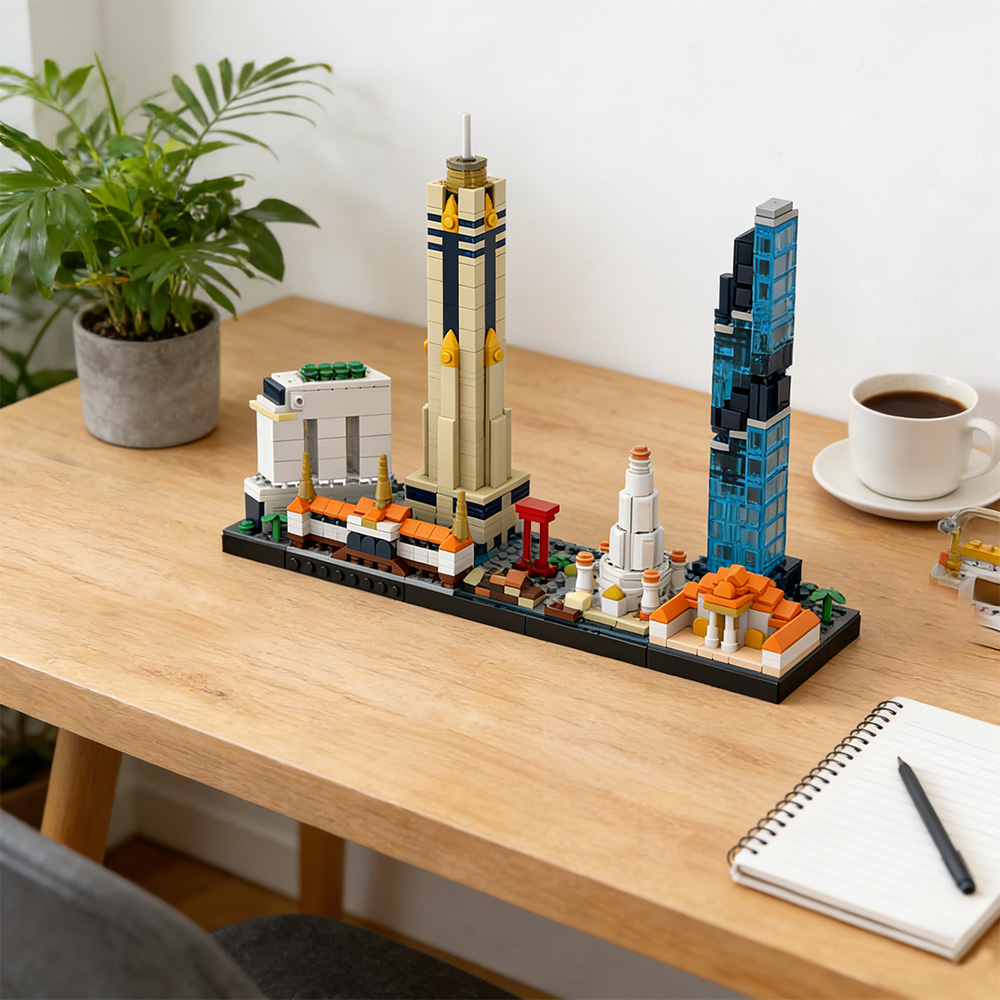 Kids Toys Bangkok - MOC バンコクスカイラインビルディングブロックモデルバンコクスカイライン建築ストリートビューブリック組み立ておもちゃ子供 DIY 誕生日プレゼント