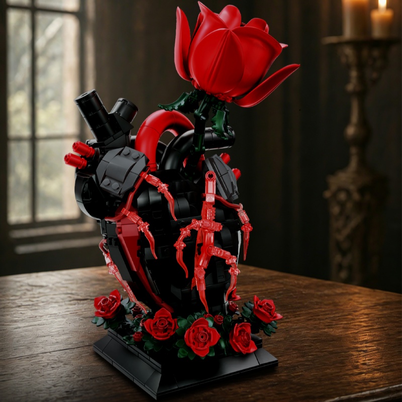 Kids Toys Donation - MOC ドネート・ア・ハート フラワー ビルディングブロック モデル クリエイティブアートデコレーション