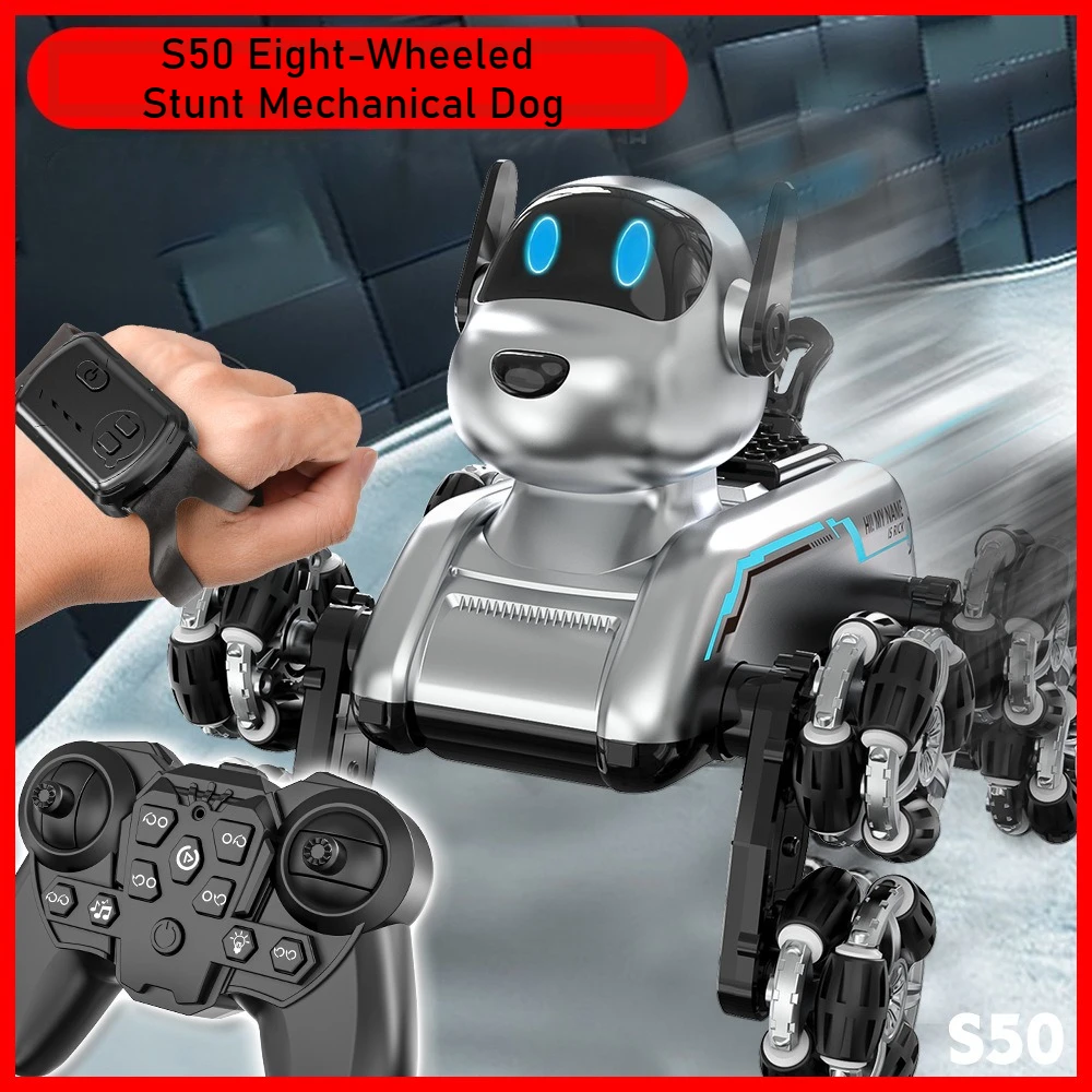 Remote Control Car - S50 インテリジェントロボット犬 ジェスチャー感知 変形 八輪スタント リモコンカー