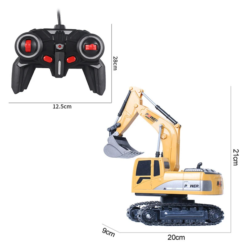 Kids' Toys Channel - 2.4Ghz 6チャンネル 1/24 RC掘削機、合金とプラスチック製のRCエンジニアリングカー、男の子向けおもちゃ、6CHと5CH RTR、子供向けクリスマスプレゼント
