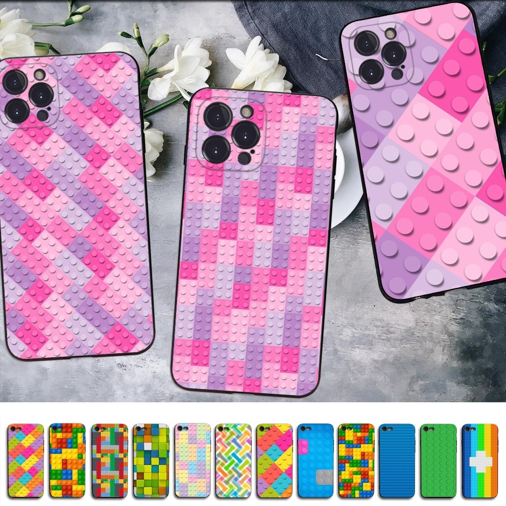 Kids Toys Quotes - 子供向けのカラフルなビルディングブロック付き携帯電話ケース,iPhone 15, 8, 7, 6s plus,x,se,xr,xs,14,