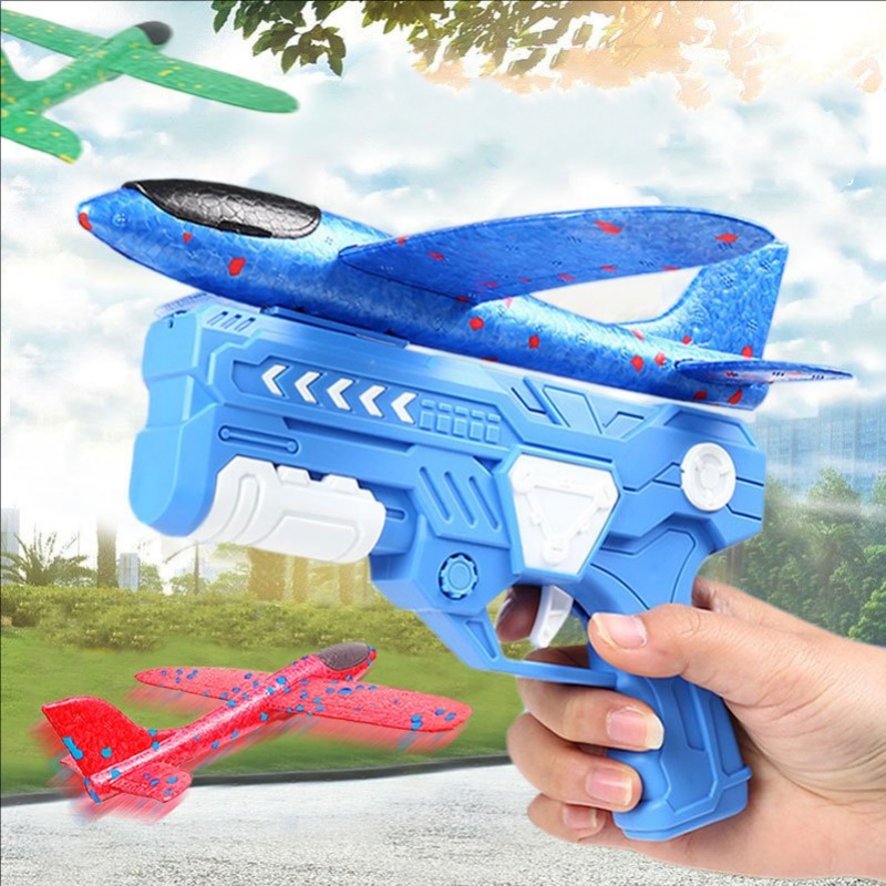 Catapult Launcher Toy - 子供のためのフォーム航空機ランチャー、ナルトグライダー、飛行機銃のおもちゃ、屋外ゲーム、バブルモデル、射撃飛行ラウンド、10m