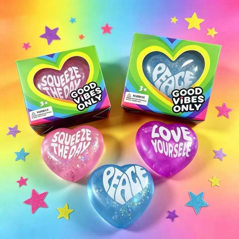 1 個のグリッターハート型スクイーズおもちゃ、ポジティブな引 - Kids Toys Quotes のレビューと価格