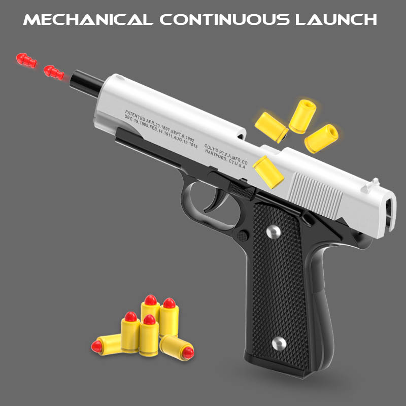 M1911 コルトトイガンマンガン、ソフト弾丸シェル、カタパ - Catapult Launcher Toy のレビューと価格