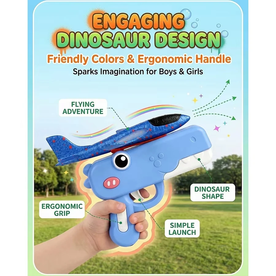 恐竜型フォーム飛行機ランチャーおもちゃ 子供用フォームグライ - Catapult Launcher Toy のレビューと価格