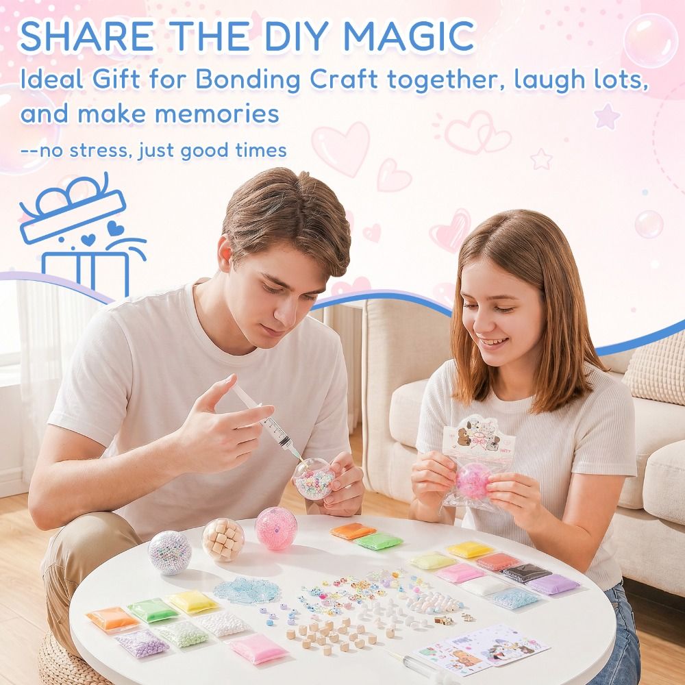 6cmボールスキンDIYストレスボール作成キット、スライム5 - Slime Making Kit のレビューと価格