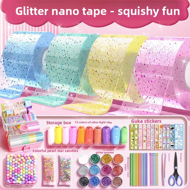 グリッターナノグルーセット バブルブローアースライムキット  - Slime Making Kit のレビューと価格